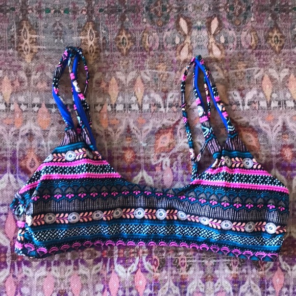 No boundaries floral geometric print bikini top sz Large 11-13 - Picture 1 of 5
